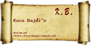 Kocs Baján névjegykártya